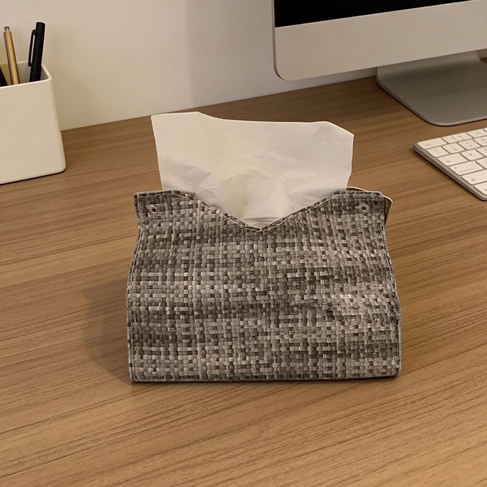 Tissue Box Cover, PU Leather Tissue Holder Tissue Paper Holder Rectangular, for Dresser серый