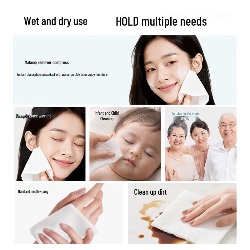 Fulcotton Disposable Dry & Wet Facial Cleansing Towels