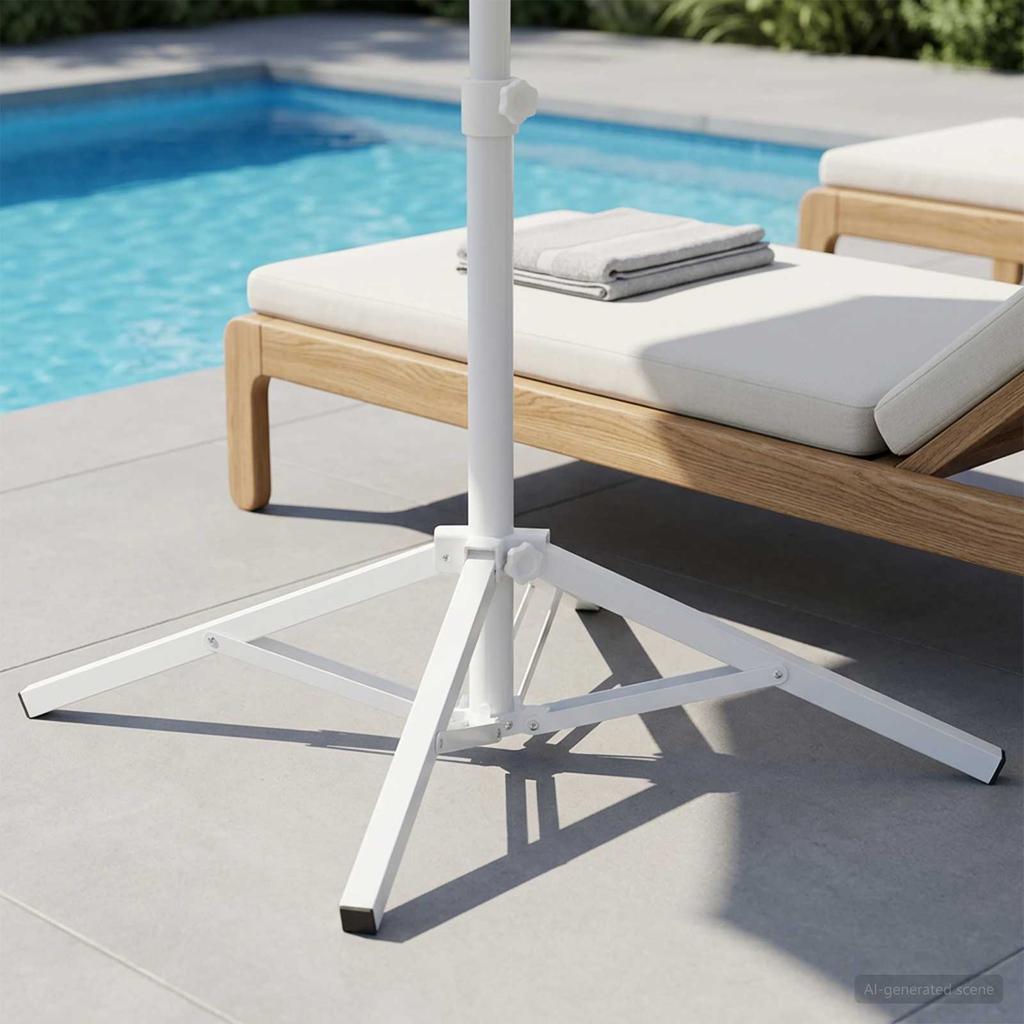 Umbrella Stand White Steel for 25 32 mm Pole