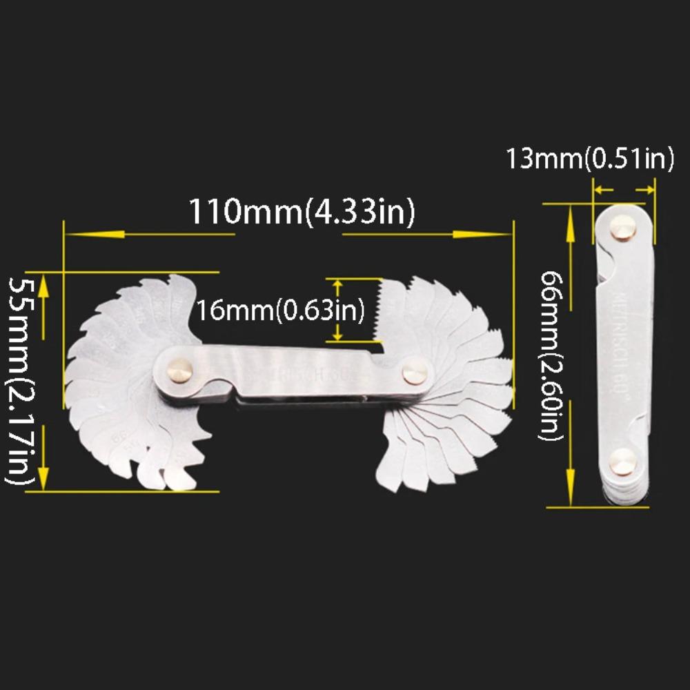 60 Degree Thread Pitch Gauge Metric Imperial Measuring Tool  Industrial Measurement