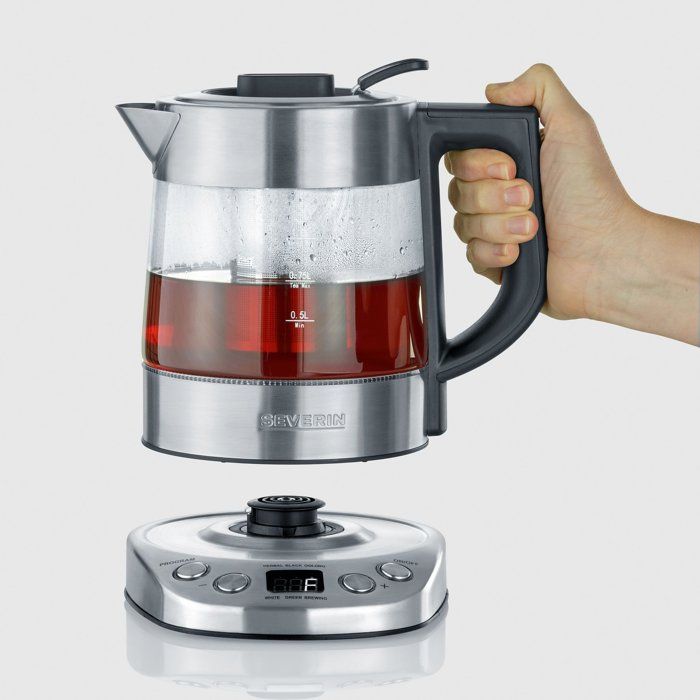 Water and Tea Kettle 1L - SEVERIN - WK3473 - 2 200W - 5 Infusion Programs - Adjustable Temperature and Time - Glass/Stainless Steel
