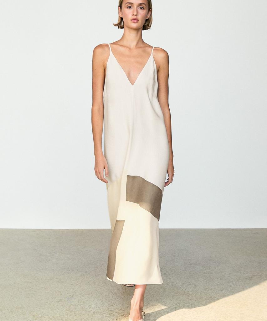 Masimodutti Color Block Fluid Midi Dress