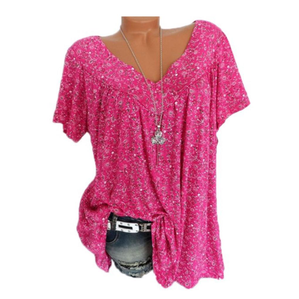 Women T-shirt V Neck Short Sleeve Top Printed Casual Summer T Shirt