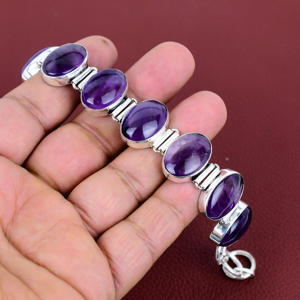 Star amethyst bracelet 925 sterling silver adjustable chain bracelet brand new jewelry genuine gemstone bracelet handmade bracelet for gifts