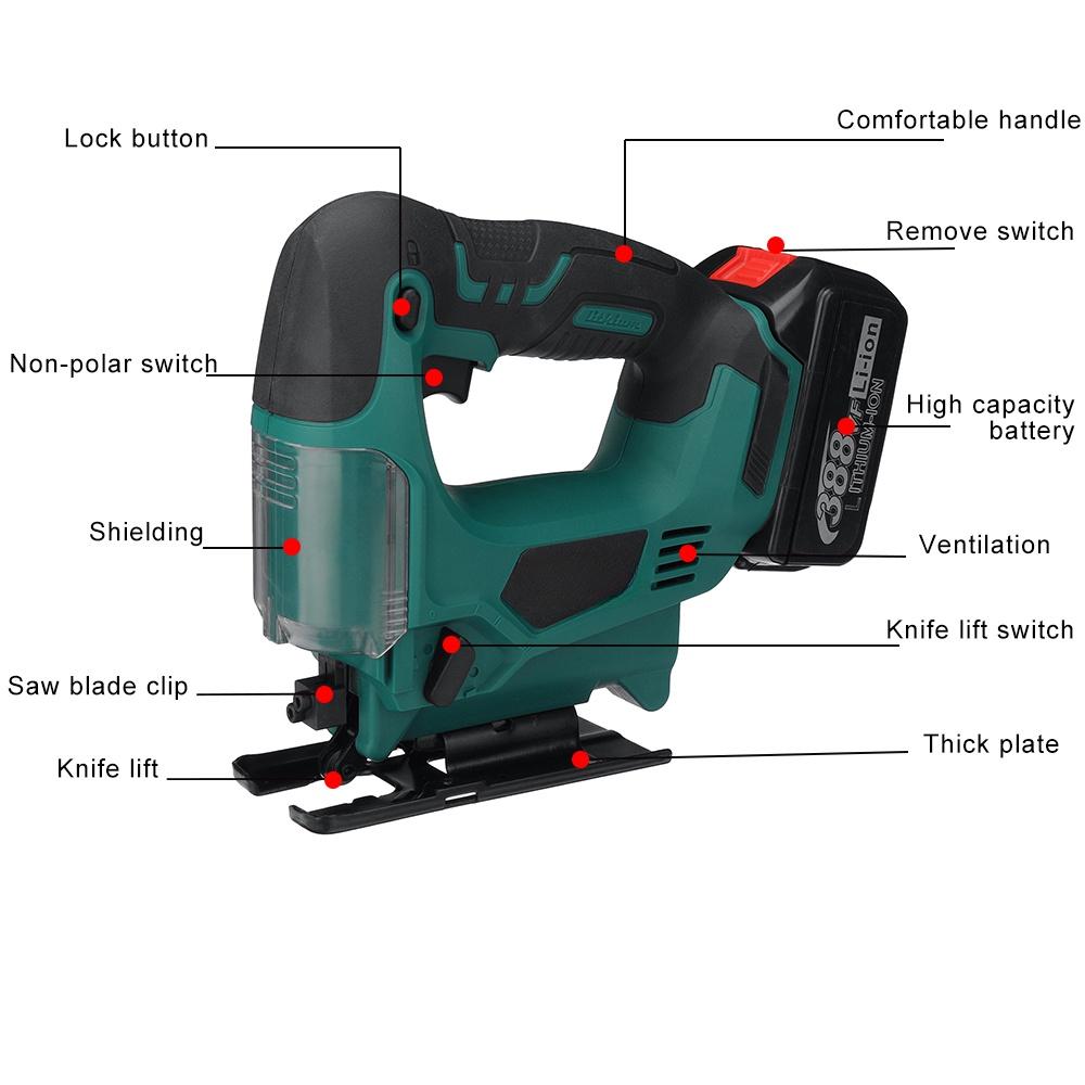 Cordless Electric Jigsaw Rechargeable Adjustable Wood Metal Brushless Jig Saw Woodworking Power Tools for 18V Battery DC 18V