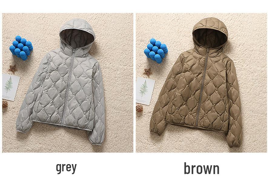 2025 Herbst/Winter Damen Kapuzen-Leichtdaunenjacke - Langarm, Lässig, Warm, Koreanischer Modestil.
