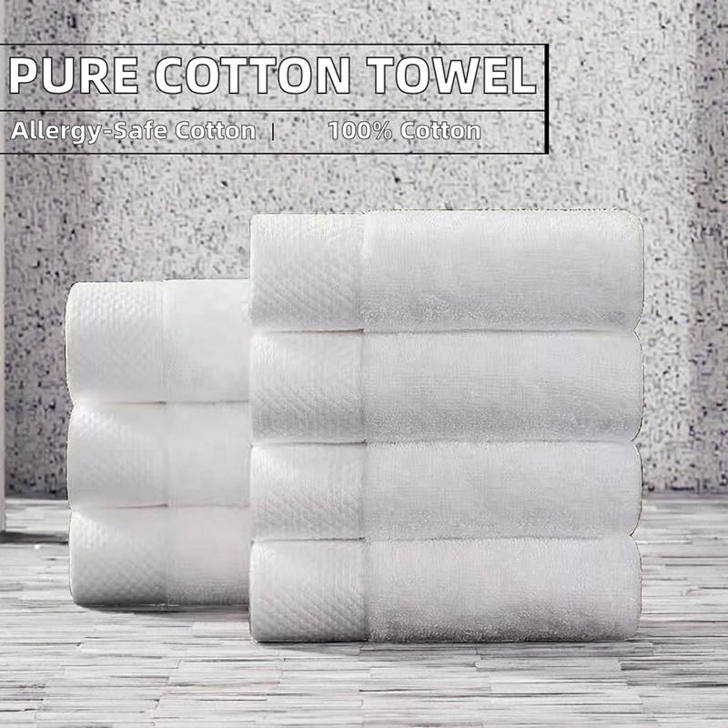 Five-Star Hotel Quality Pure Cotton Bath Towel Thickened Oversized Solid White Color Knitted Washcloths for Swimming Bathing