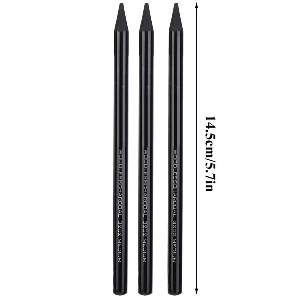 3 matite a carboncino senza legno, dure, medie e morbide, per disegno e schizzi, ideali per artisti.