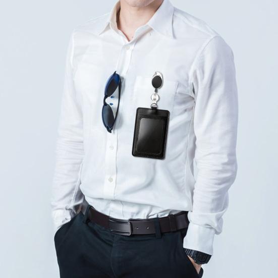 Suport pentru carduri de 2 buc. Suport pentru cărți de identitate, retractabil transparent, cu insignă cu clemă