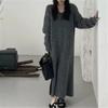 Simple and Versatile Knitted Dress for Women's Autumn and Winter New Loose and Lazy Style with Coat Backing Sweater Long Dress