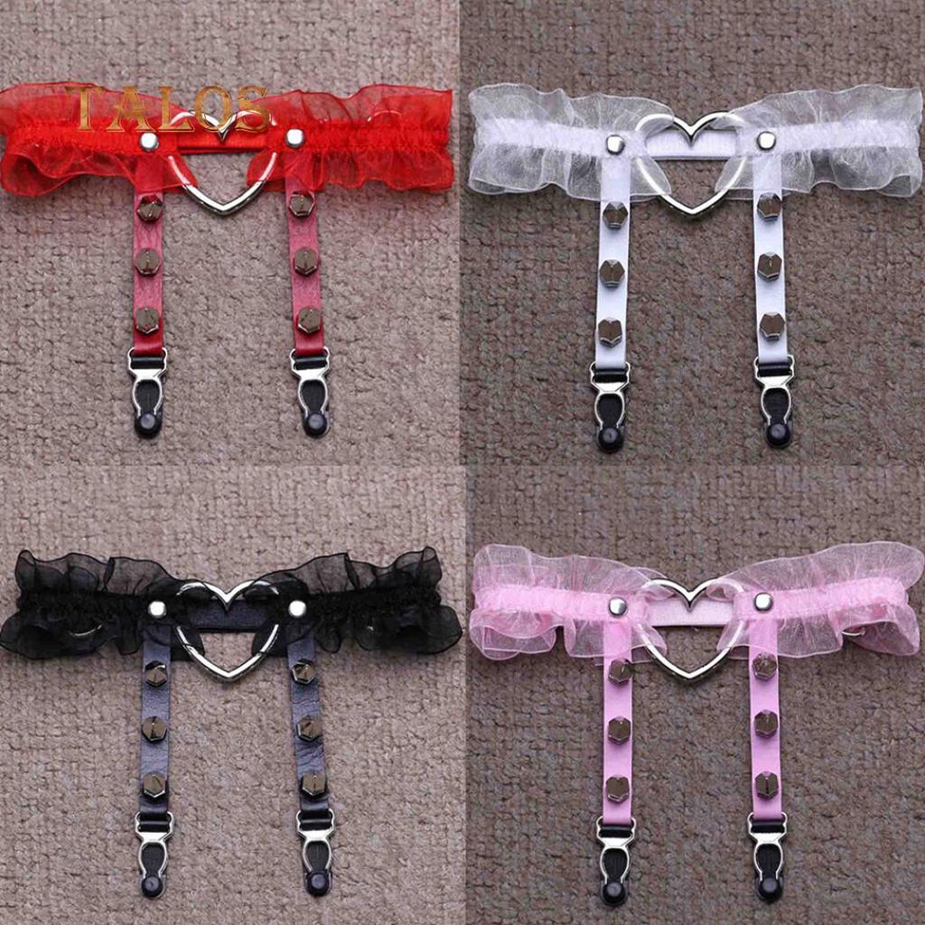 1Pc Women Girl Punk Gothic Heart-shape Ring Spikes Elastic Garter Belt Suspender Erotic Accessories