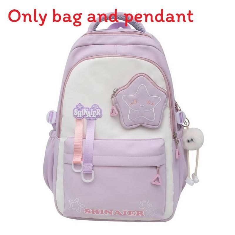 Youthful Style Nylon School Backpack With Color Blocked Cute Letter Star Print For Teens