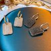 925 Silver Geometric Diamond Earrings: Exquisite Trendy Design for Women