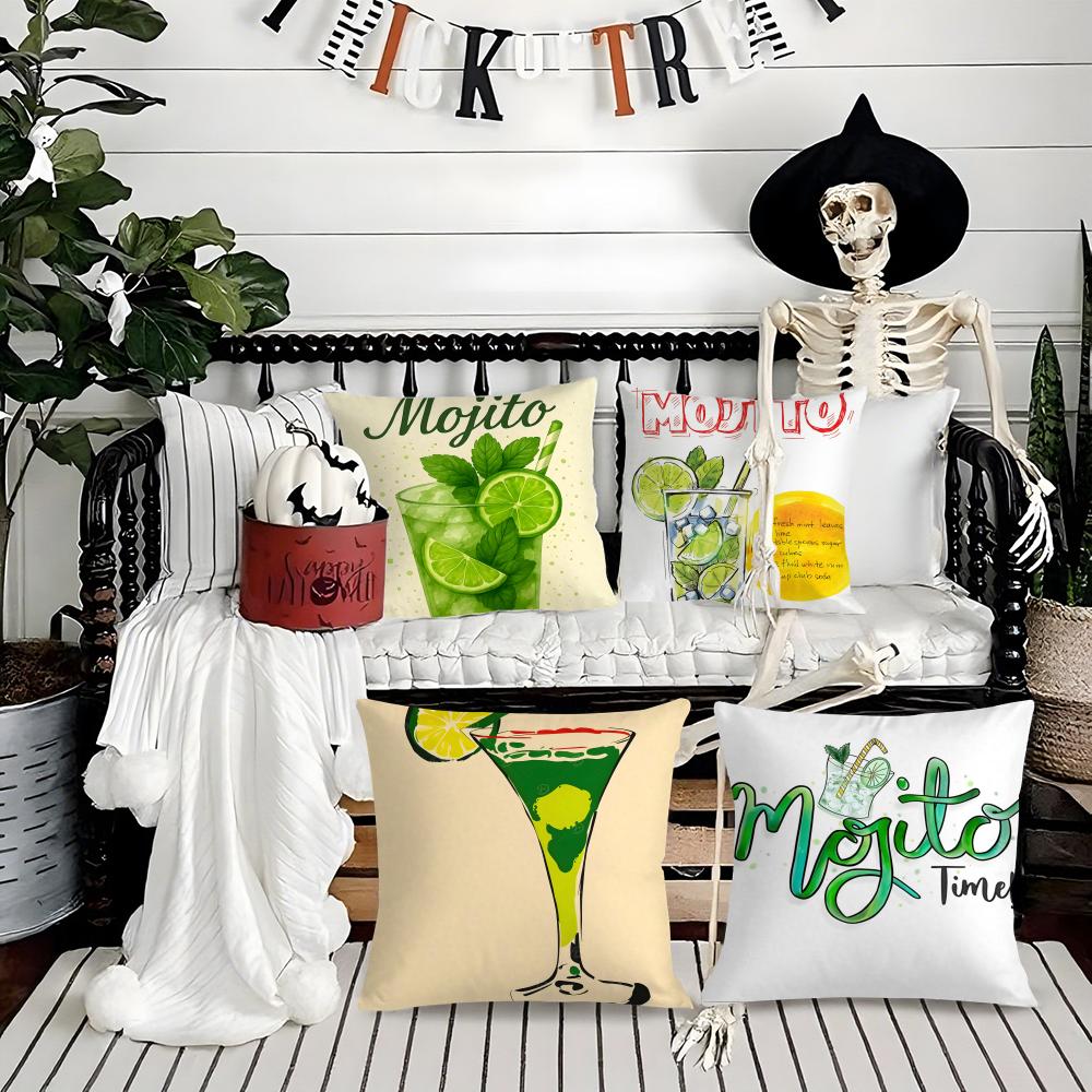 Natural M-Mojito Bar Beach Match Pillow Case Printing Pillowcase Living Room Sofa Cushion Cover Bedroom Room Decor