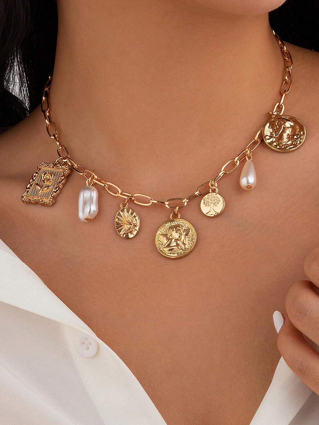 Trendy Geometric Hip Hop Punk Avatar Pendant Necklace for Women