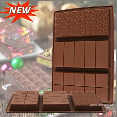 3-in-1 Thick Silicone Chocolate Bar Mold - Large Pistachio Filling Mould Food-Grade Reusable for Professional Candy Crafting