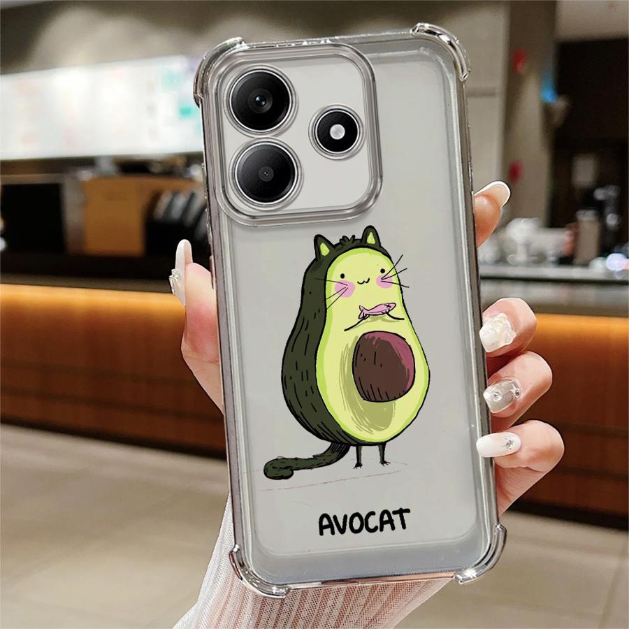

Cartoon Avocado Family Case for Redmi Note 13 11 10s 9Pro 12 Pro 11s 14 10 Lite 10 Pro 9S Clear Cover Redmi Note 9S
