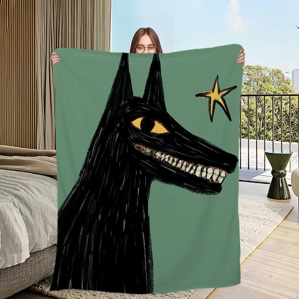 Vintage horror wolf dog black red Flannel warm comfort soft plush blanket sofa living room hogar office bedroom travel gift home