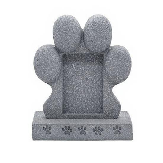 Imitation Stone Pet with Tombstone Photo Frame Paw Print Weather-Resistant Resin Memorial серый
