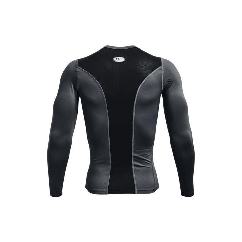 Under Armour Heat Gear Series Logotrykk Rund hals Langermet Kompresjonsskjorte Herre topper Grå 1370661-012