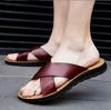 Leather Slippers For Men 2024 New Beach Summer Shoes High Quality Big Size 38-47 Slip On Light Flats Male Flip Flops