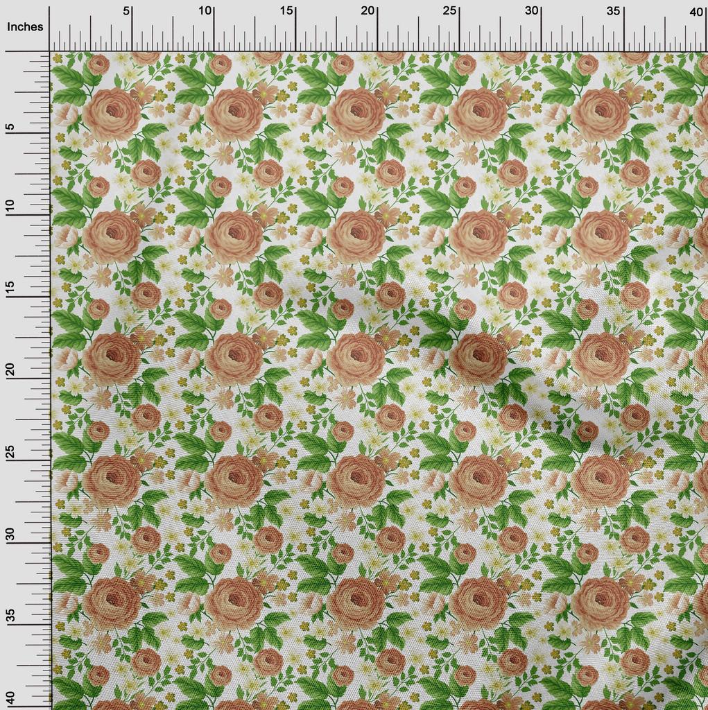 oneOone Cotton Flex Brown Fabric Floral Sewing Craft Projects Fabric Prints By Yard 40 Inch