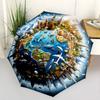 Space Symphony Portable Automatic Umbrella Sturdy 8-Rib Shaft Durable Plastic & Iron Travel Essential Fashionable Spiritual Gift