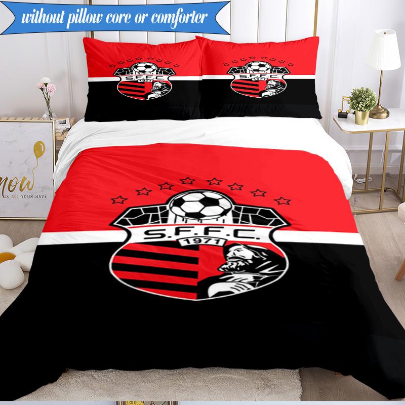 3PCS Soccer Team Crest Design Printed Soft Bedding Set,Including 1pc Duvet Cover And 2pcs Pillowcases Perfect for Bedroom, Dormitory, Fan gift