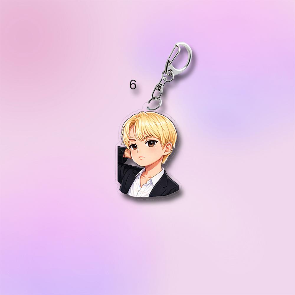 7 Stück BTS Niedliches Anime Anzug Cartoon Acryl Schlüsselanhänger, Bangtan Boys Cartoon Figur Schlüsselanhänger, Kpop ARMY Taschenzubehör