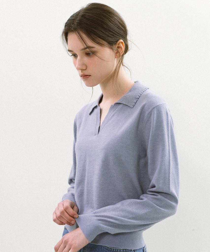 YUPPE Frill Collar Knit_Sky Blue