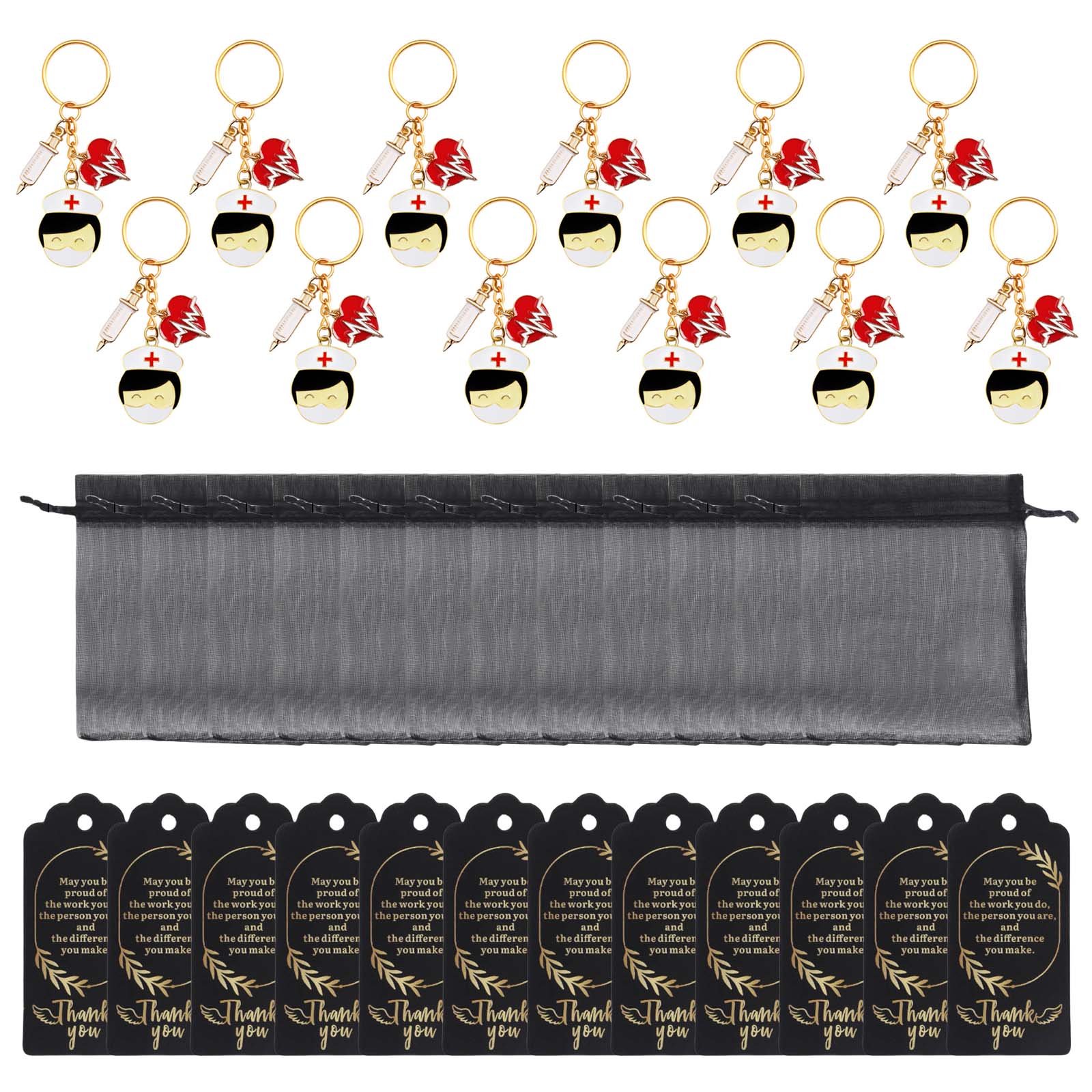 

Подарки медсестре с брелоками с кисточками, мешочком из органзы и подвесками, подарки для признания заслуг медсестры, уникальный кулон для подвешивания ключей 12