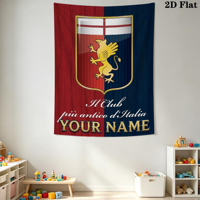 Custom Name Genoa CFC Wall Tapestry Aesthetic Wall Hanging Printed Fabric Blanket Decorative Tapestries for Bedroom Living Room Home Decor