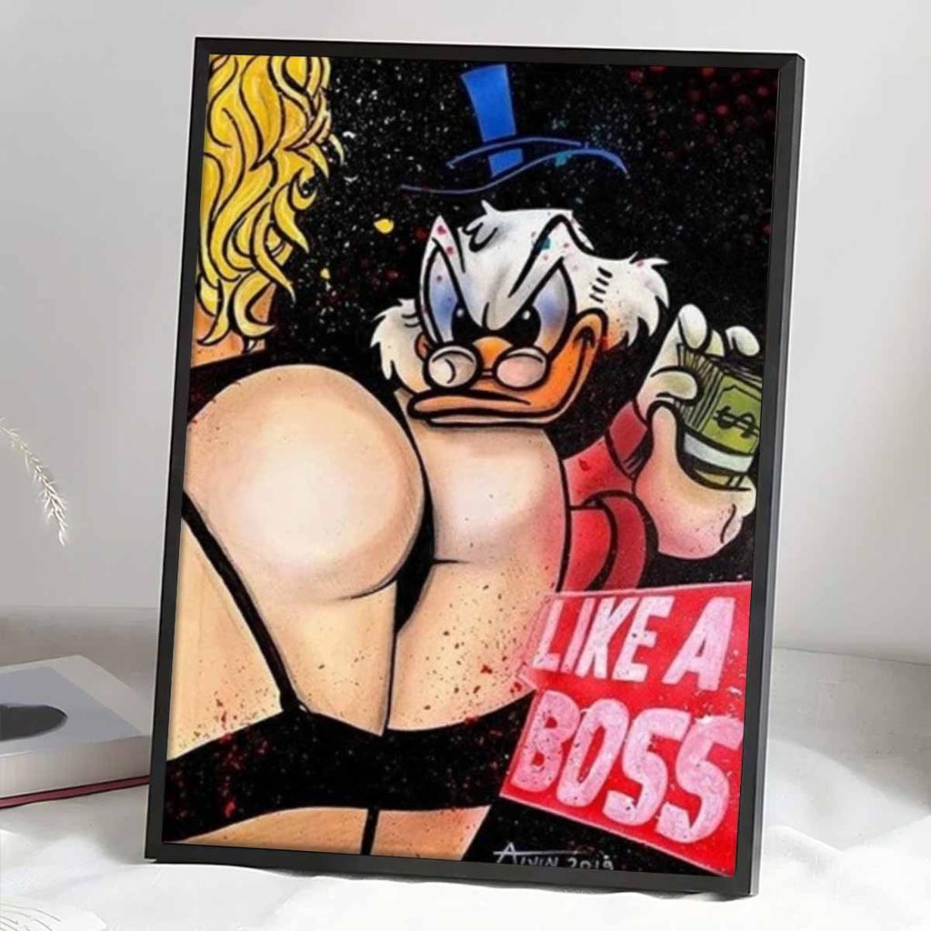 5D DIY Diamond Art Painting Kits for Adults, Donald Duck Full Round Crystal Diamond Kits for Beginner for Home Wall Decorate