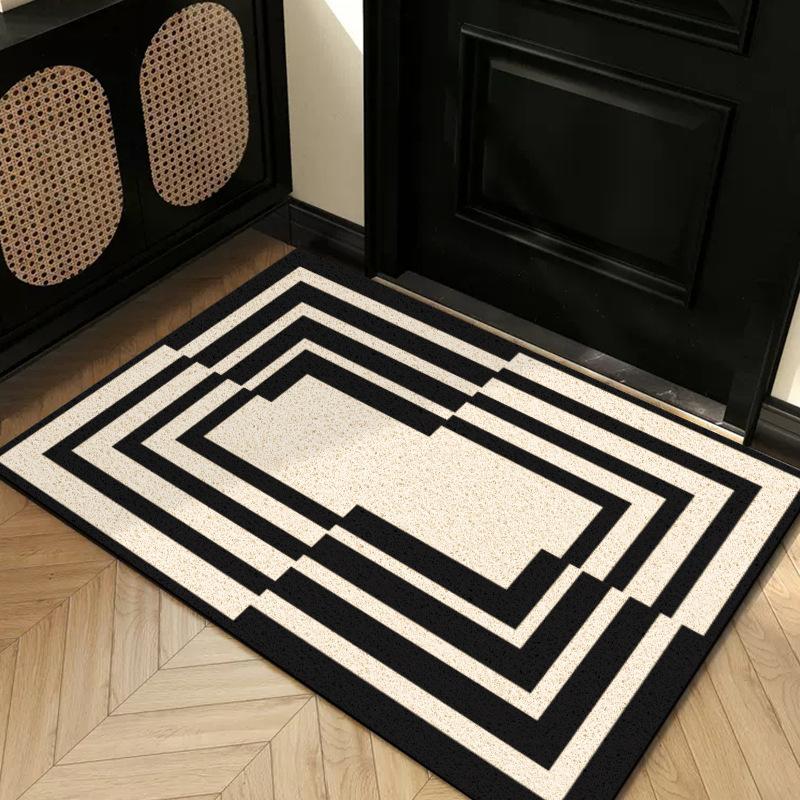 Entry Door Floor Mat Light Luxury Geometric Porch Scraping Mud Rubbing Soil Easy To Take Care Of Foot Pad Door Wear-Resistant Non-Slip Silk Ring Floor