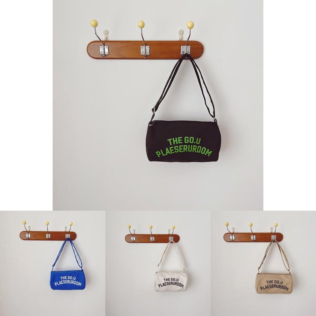 Modern Fashionable Kids Canvas Bag Cool Boys Letter Print Slouchy Crossbody 5l Capacity