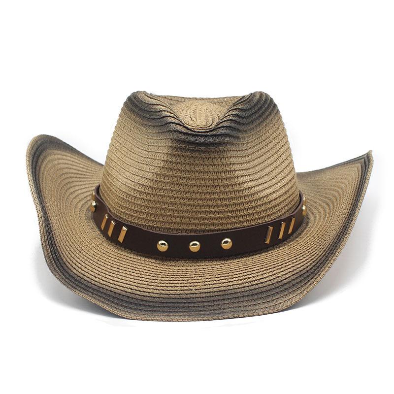 Western Seaside Sun Hat Beach Hat Men'S And Women'S Outdoor Spray Paint Denim Straw Hat Sun Hat
