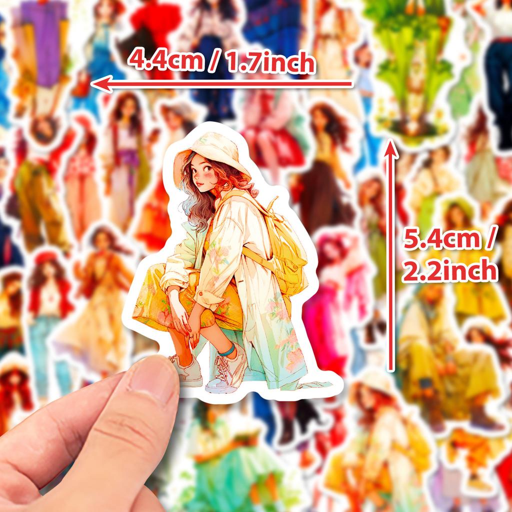 50 Weiche und Modische Mädchen-Outfit-Sticker Neuer Stil Mode Vier Jahreszeiten Ankleiden Mädchen Charakter-Sticker
