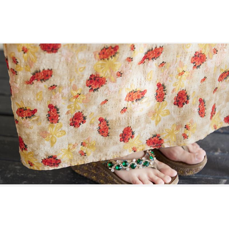 Dimanaf 2025 Women Plus Size Summer Long Dress Floral Casual Vintage Dress Basic V-Neck Loose Dress Maxi