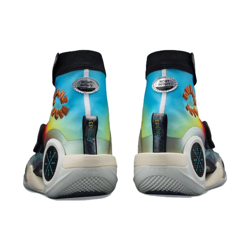 Li Ning WOW 9 Basketball Shoes Men's High top Dolphin Blue/Black/Flame Red ABER003-10