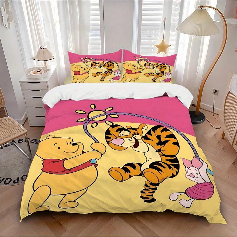 

3pcs set Pooh Bear Tigger1pc of quilt cover+2pcs of pillowcase, no core, print bedding, All Seasons Bedroom Setting035 135x200cm