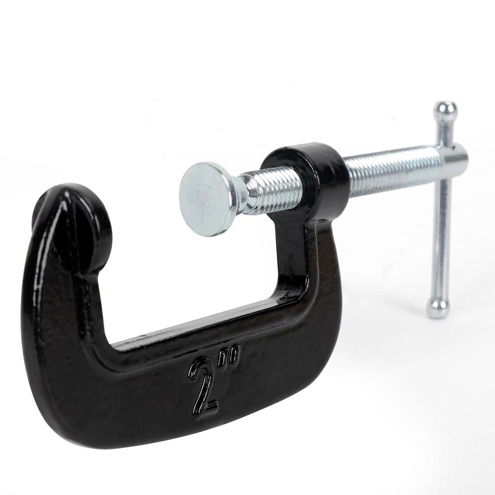 4 Pack 2 Inch C-Clamp Heavy Duty Cast Iron Swivel Jaw Pad Steel Screw Non-Slip Clamping Adjustable Woodworking DIY Projects