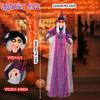 Sound Activated Halloween Witch Ornament with Illuminated Eyes Portable Hanging Decoration for Haunting Celebration