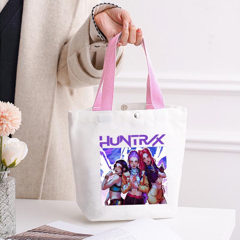 Canvas Bag Kpop Peripheral Cute Portable Cartoon Canvas Bag Student Leisure Shoulder Bag Shopping Bag