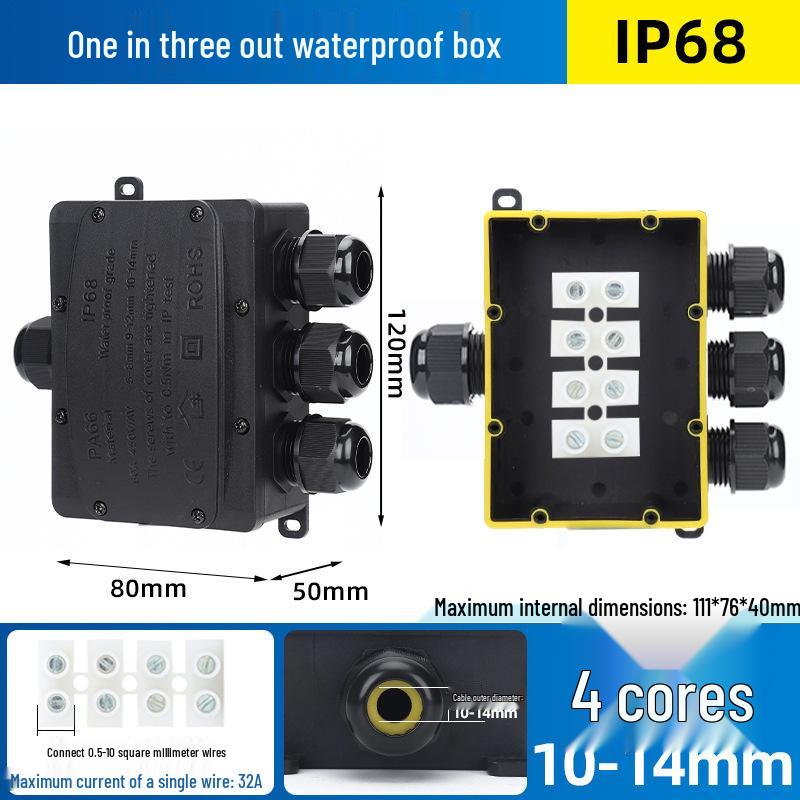 Outdoor IP68 Rainproof Plastic Junction Box with Terminal Block for PC Rooms & Street Lighting