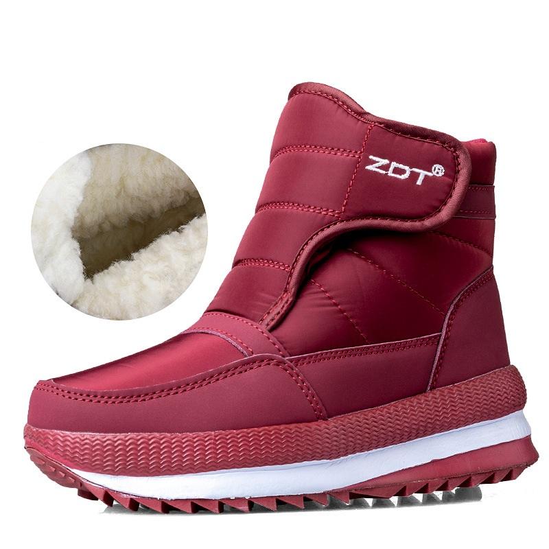 Thickened Middle Aged Elderly Womens Anti Skid Cotton Boots Plush Warm Casual Snow Boots Comfortable Winter