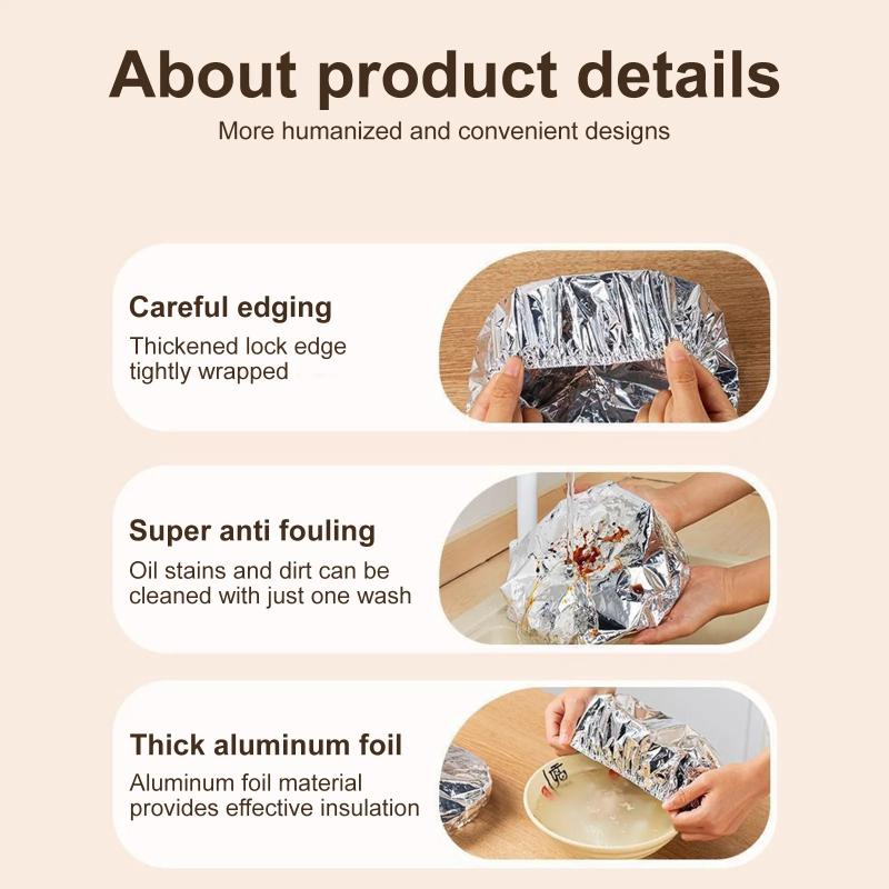 5/10/20/30/40/50 Pcs Aluminum Foil Food Preservation Covers Heat Retention Dust Proof Odor Proof For Leftover Storage Fits Bowls