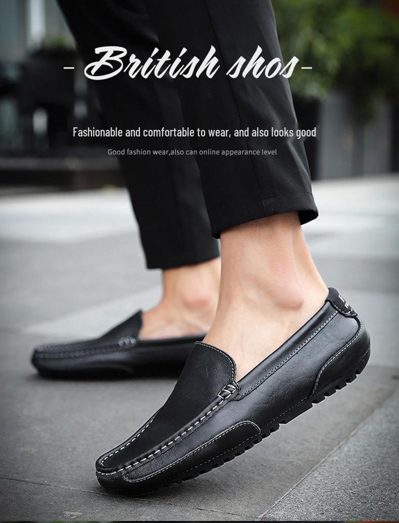 Pánské letní prodyšné kožené nazouvací mokasíny - Vykrajované, Všestranné, Nadměrné velikosti, Měkká podrážka