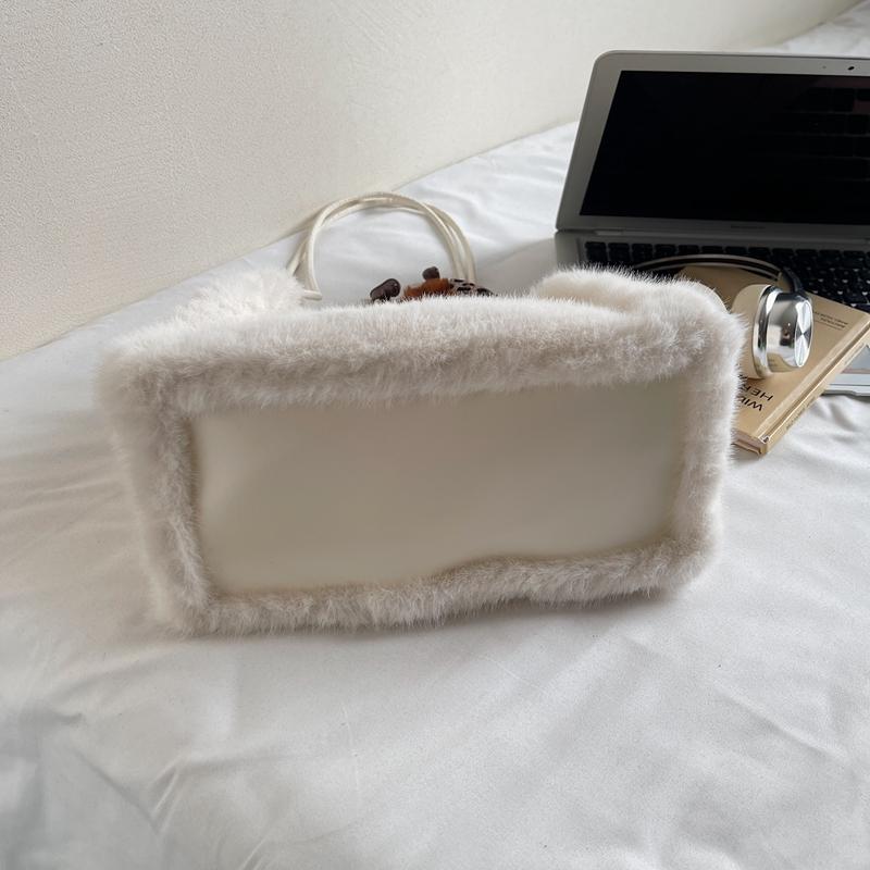 Borsa di peluche Borsa a spalla da pendolare da donna Borsa tote a tinta unita