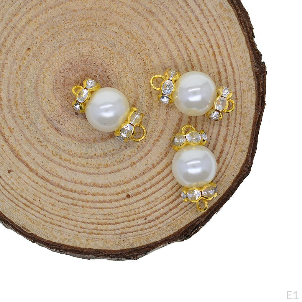 50 Stück Kristall-Schmuckverbinder, Kunstperlen mit doppelter Öse, runde Perlen, Charm, Großpackung für