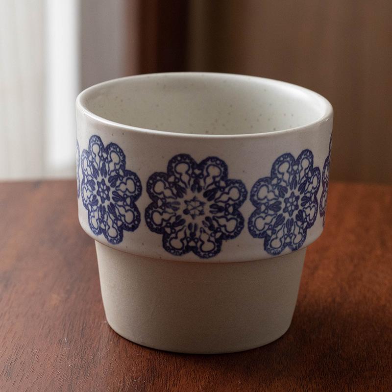 

Retro Chinese Ceramic Milk Mug Stackable Cup Breakfast Creative and Simple Simple Coffee Water Cups Household Drinking Utensil 260ml